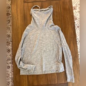 Athleta Light Gray Hooded Long Sleeve Top